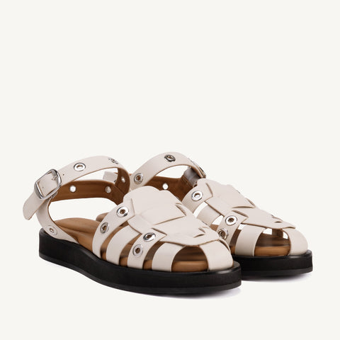 The Beachcomber Sandal Oat Milk and Silver