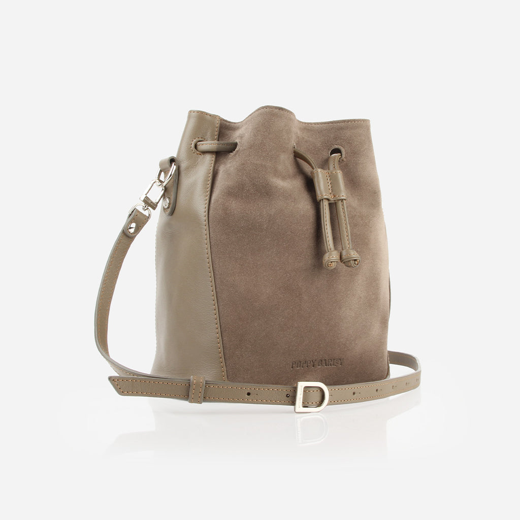The Bondi Bucket Bag Truffle Suede