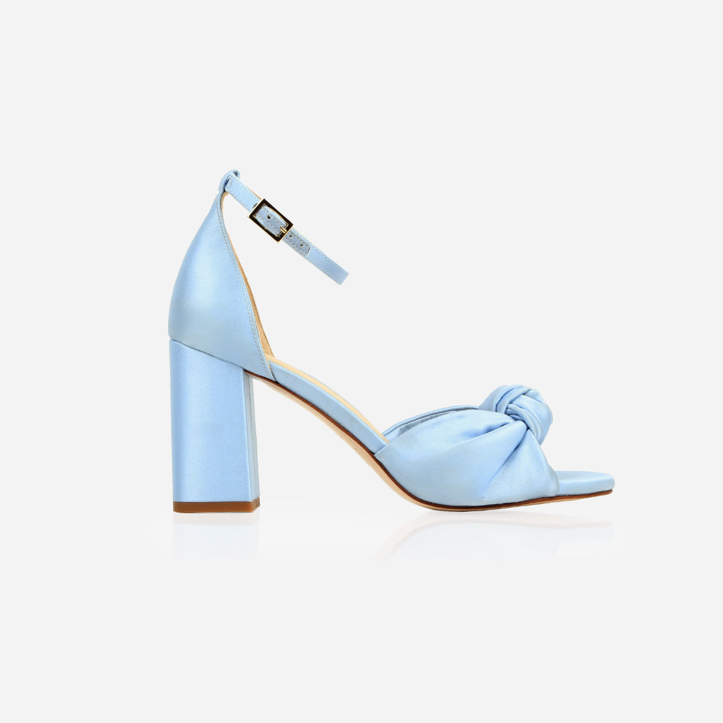 The Esther Heeled Sandal Blue Satin – Poppy Barley