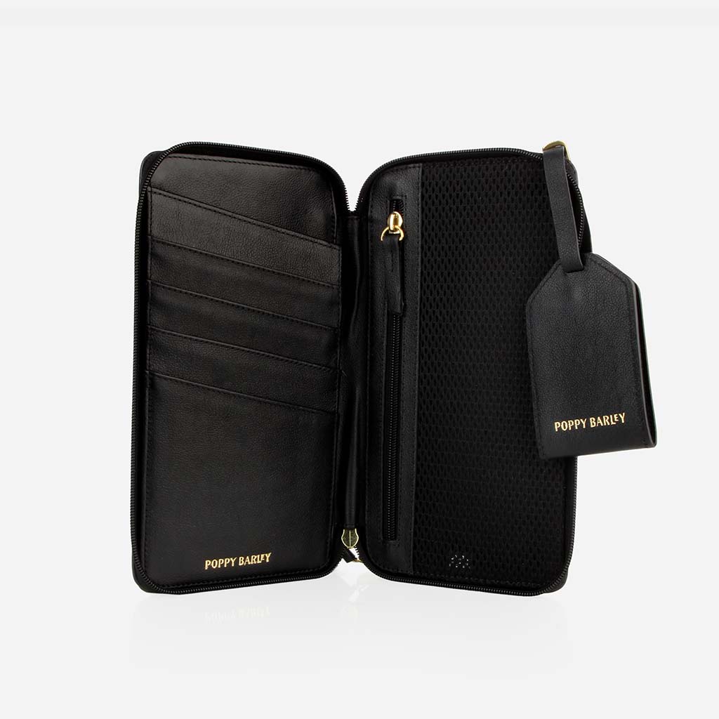 The Four Person Passport holder & Slim Luggage Tag Set Black