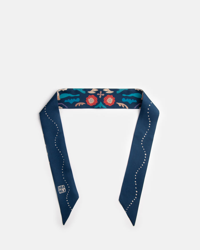 Dora Nola "Fresco" Silk Twilly + Gold Ring