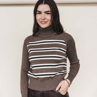 The Go-To Turtleneck Taupe Multistripe