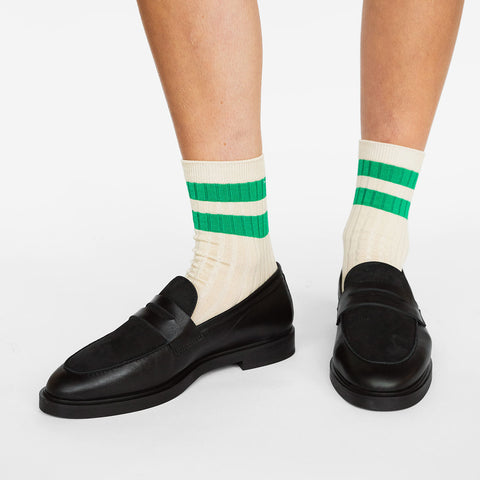 Le Bon Shoppe Her Varsity Socks Cream with Green