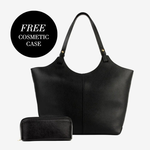 The Lisboa Tote + Small Cosmetic Case Set Black