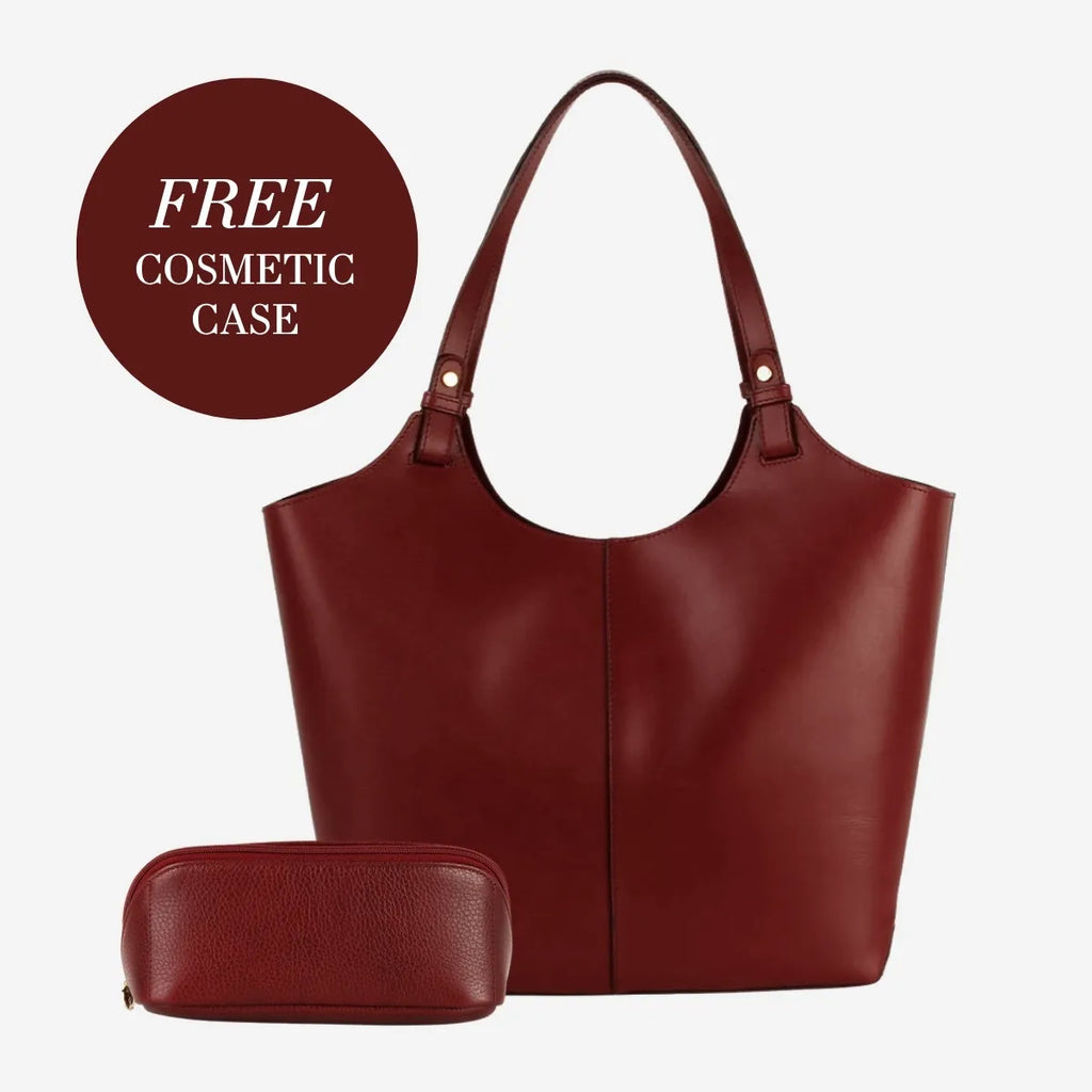 The Lisboa Tote + Small Cosmetic Case Set Resort Red