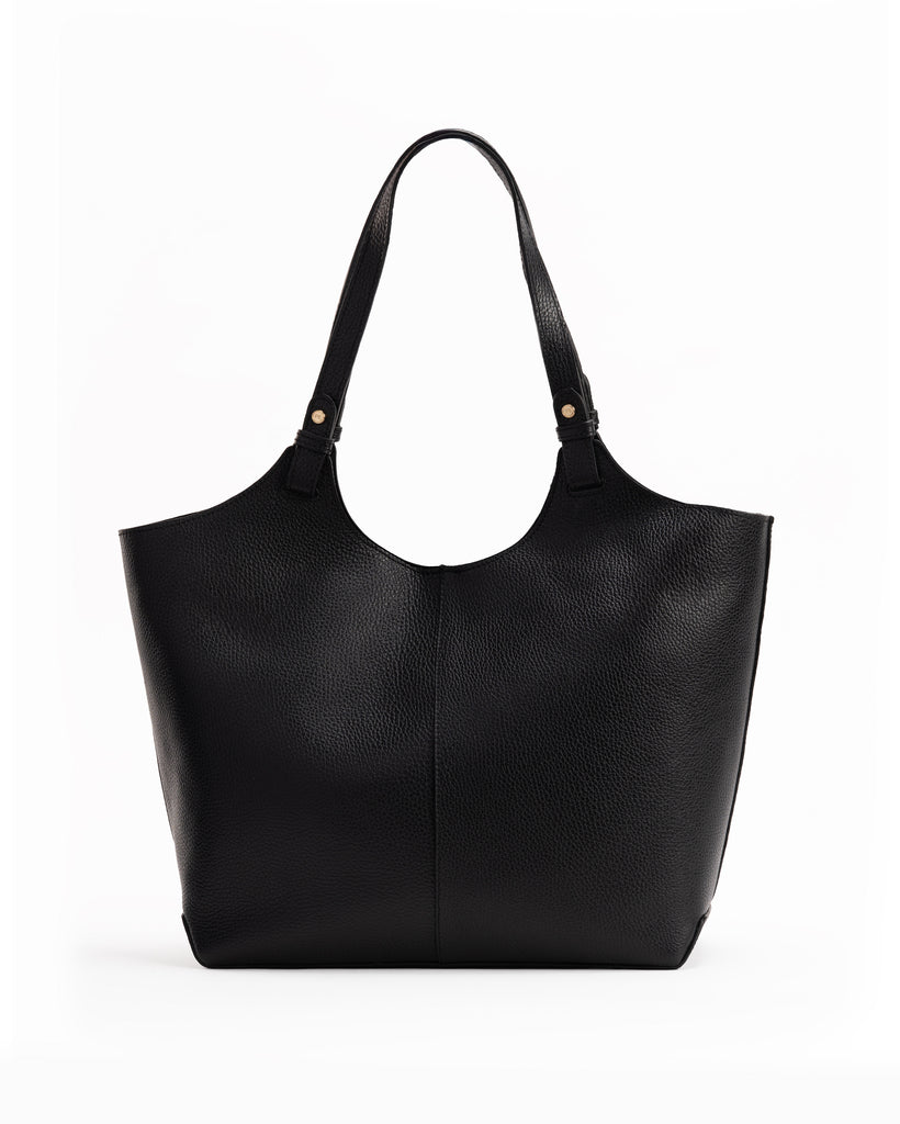 The Lisboa Tote Black | Leather Tote Bag | Poppy Barley
