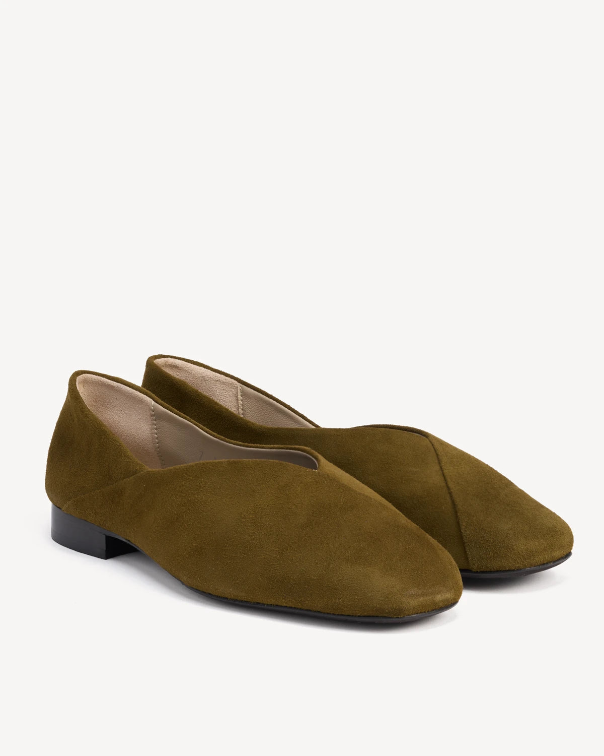 The Marché Flat Khaki Suede