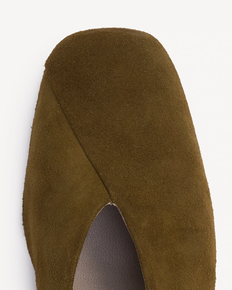 The Marché Flat Khaki Suede