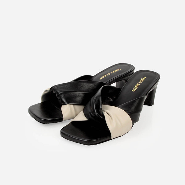 The Margot Heeled Sandal Black and White – Poppy Barley