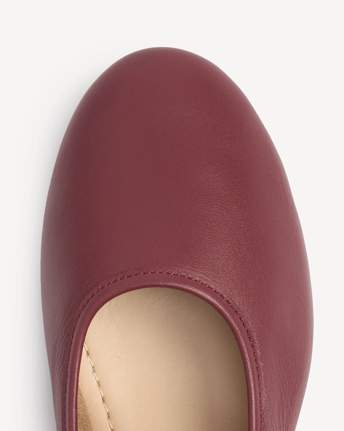 Close-up of the rounded toe on a mary jane flat. The Modern-Day Mary Jane Compote. Sizes 5–12, wide available.