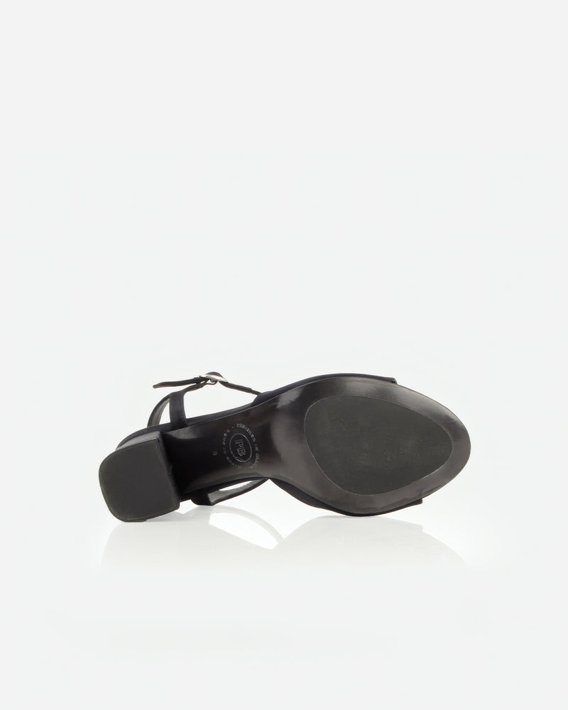 The Monica Heeled Sandal Black Satin