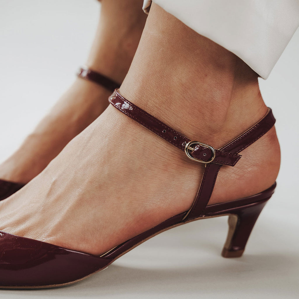 The Claire Kitten Heel Shiraz Patent