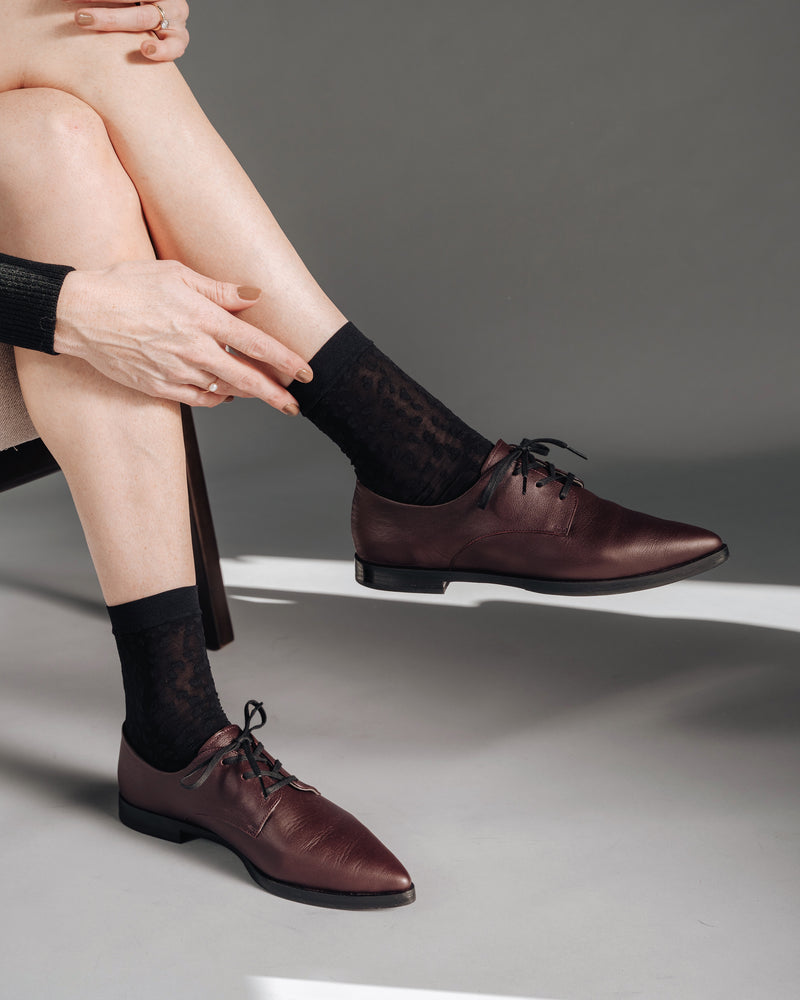 Rachel Mini Leopard Sheer Socks in Black
