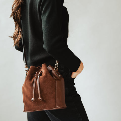 The Bondi Bucket Bag French Press Suede