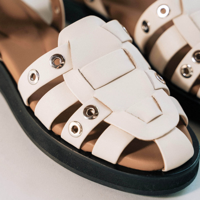 The Beachcomber Sandal Oat Milk and Silver