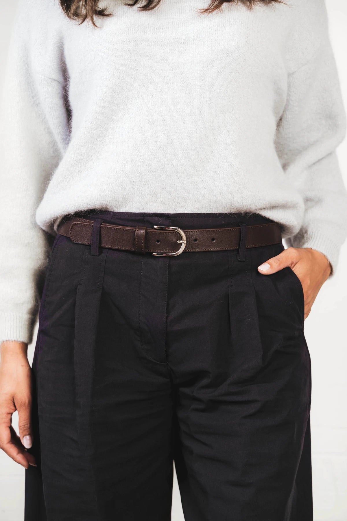 The Accent Belt Cocoa Plum and Silver