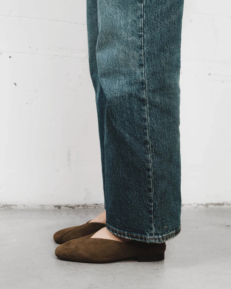 The Marché Flat Khaki Suede