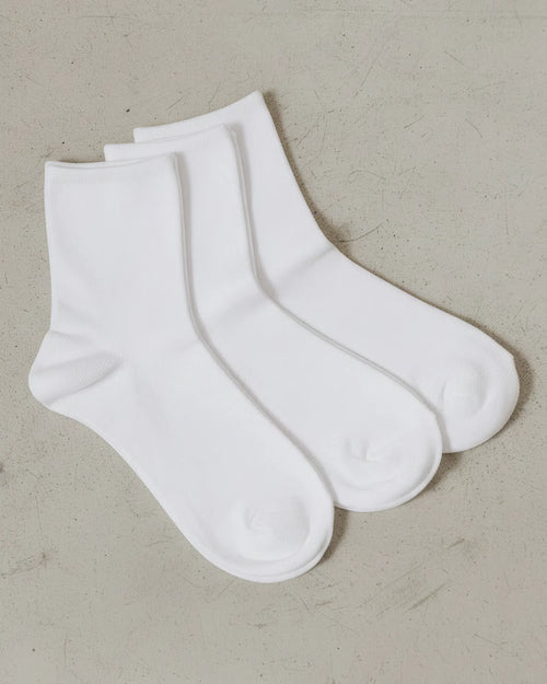 The Daily Mid Crew Sock White 3-Pack
