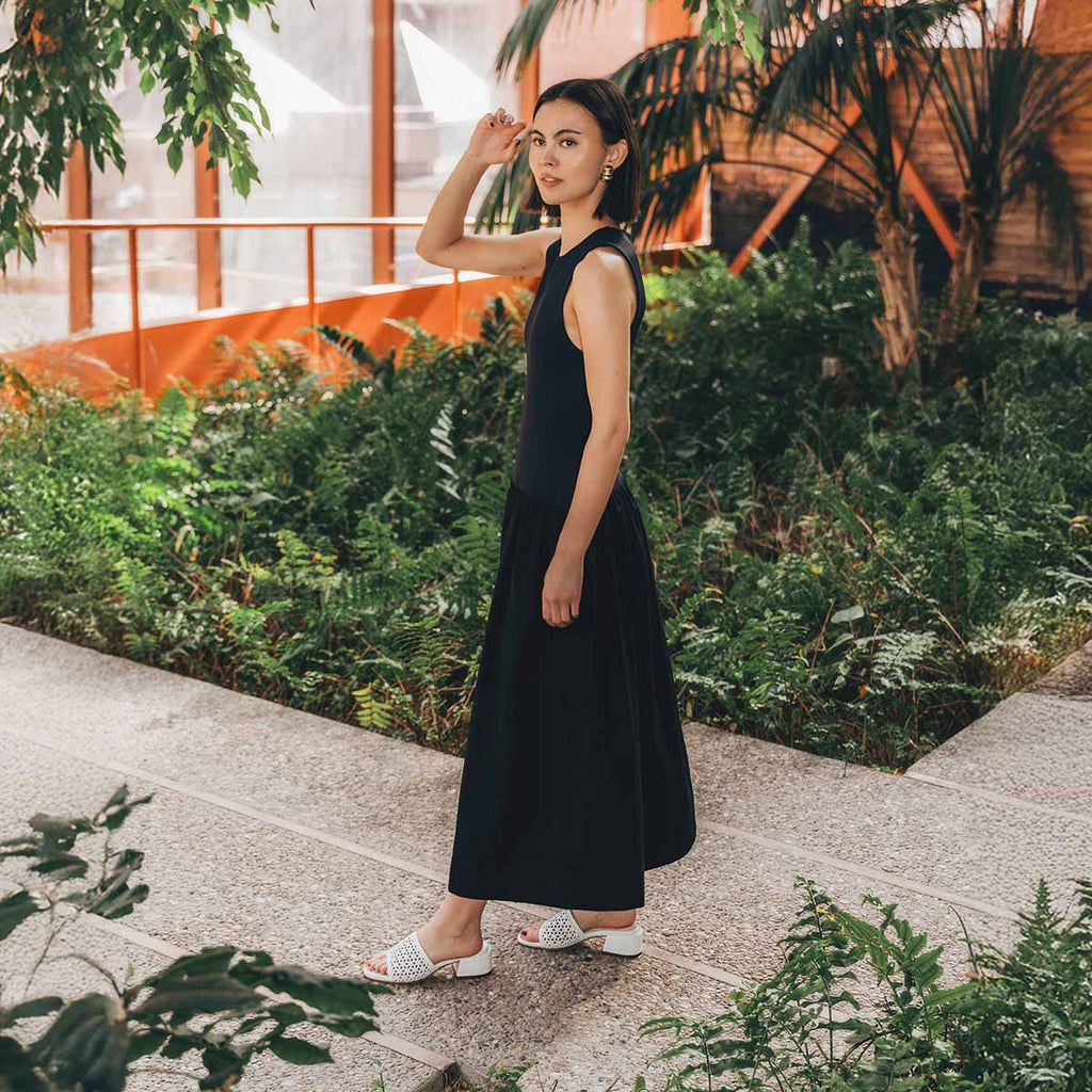 The Paloma Heeled Sandal Perforated Panna Cotta