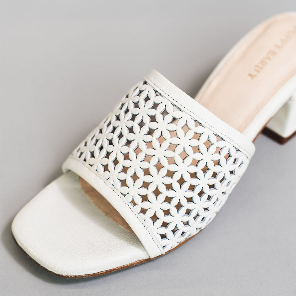 The Paloma Heeled Sandal Perforated Panna Cotta