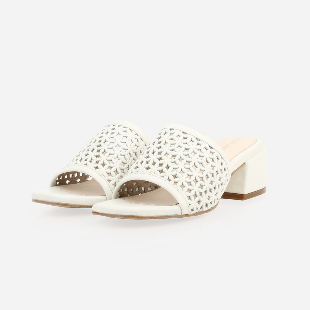 The Paloma Heeled Sandal Perforated Panna Cotta