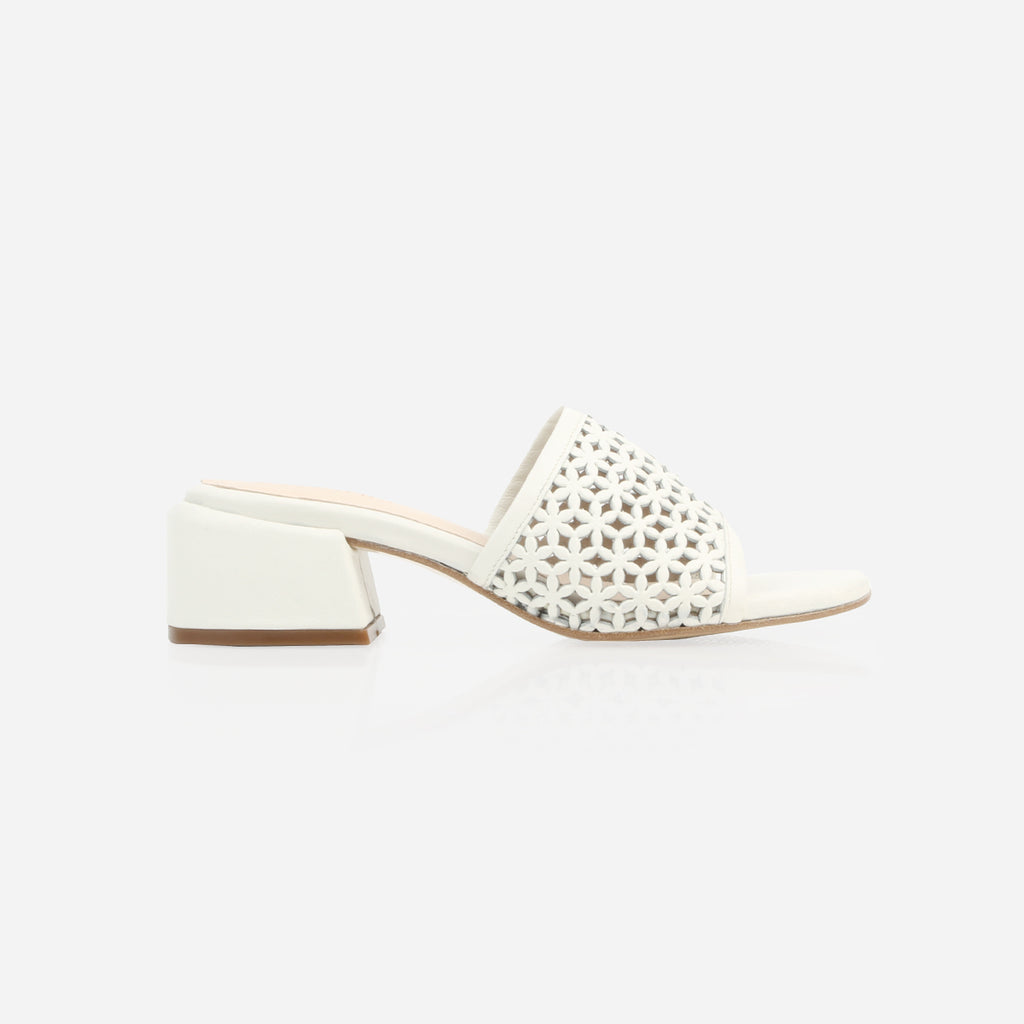 The Paloma Heeled Sandal Perforated Panna Cotta