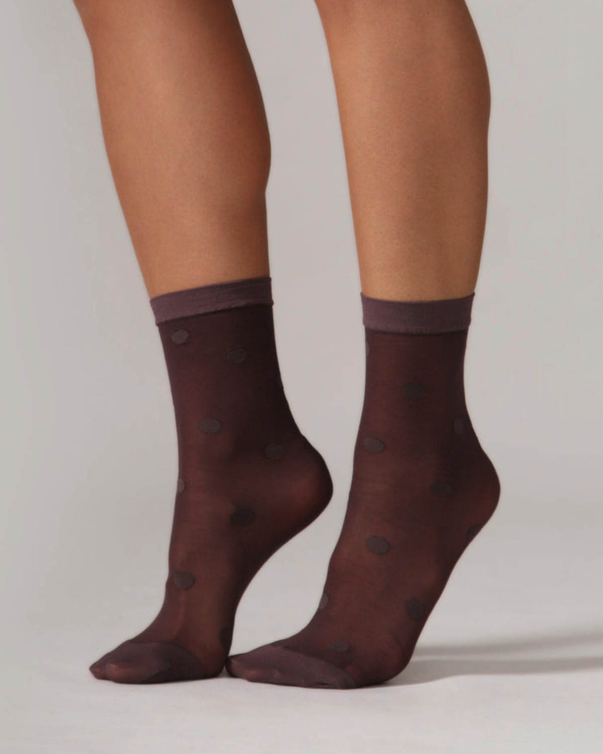 Rachel Mega Dot Sheer Socks in Plum