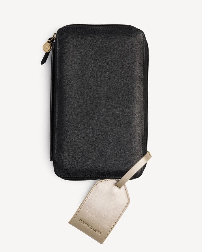 The Six Person Passport holder & Slim Luggage Tag Set Black
