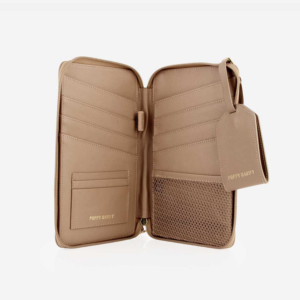 The Six Person Passport holder & Slim Luggage Tag Set Biscotti