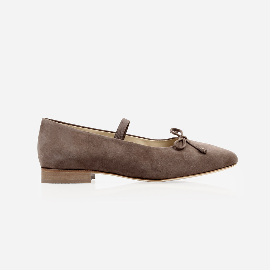The Tendu Ballet Flat Ash Brown Suede