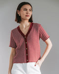 The Beach House Cardigan Cherry Stripe