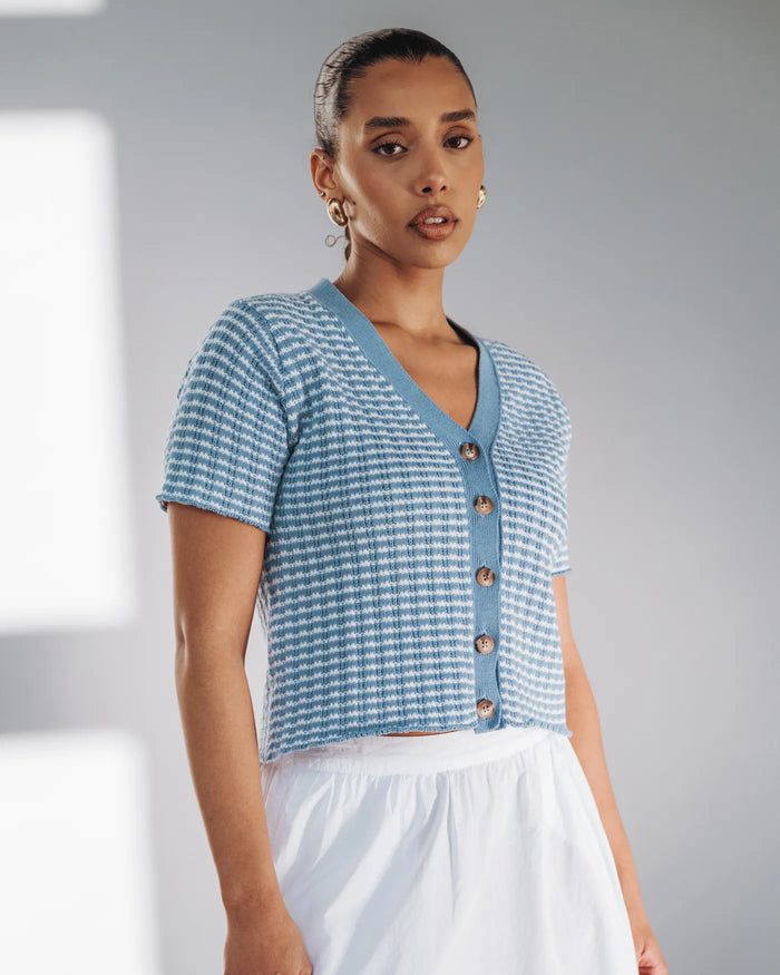 The Beach House Cardigan Sea Breeze Stripe