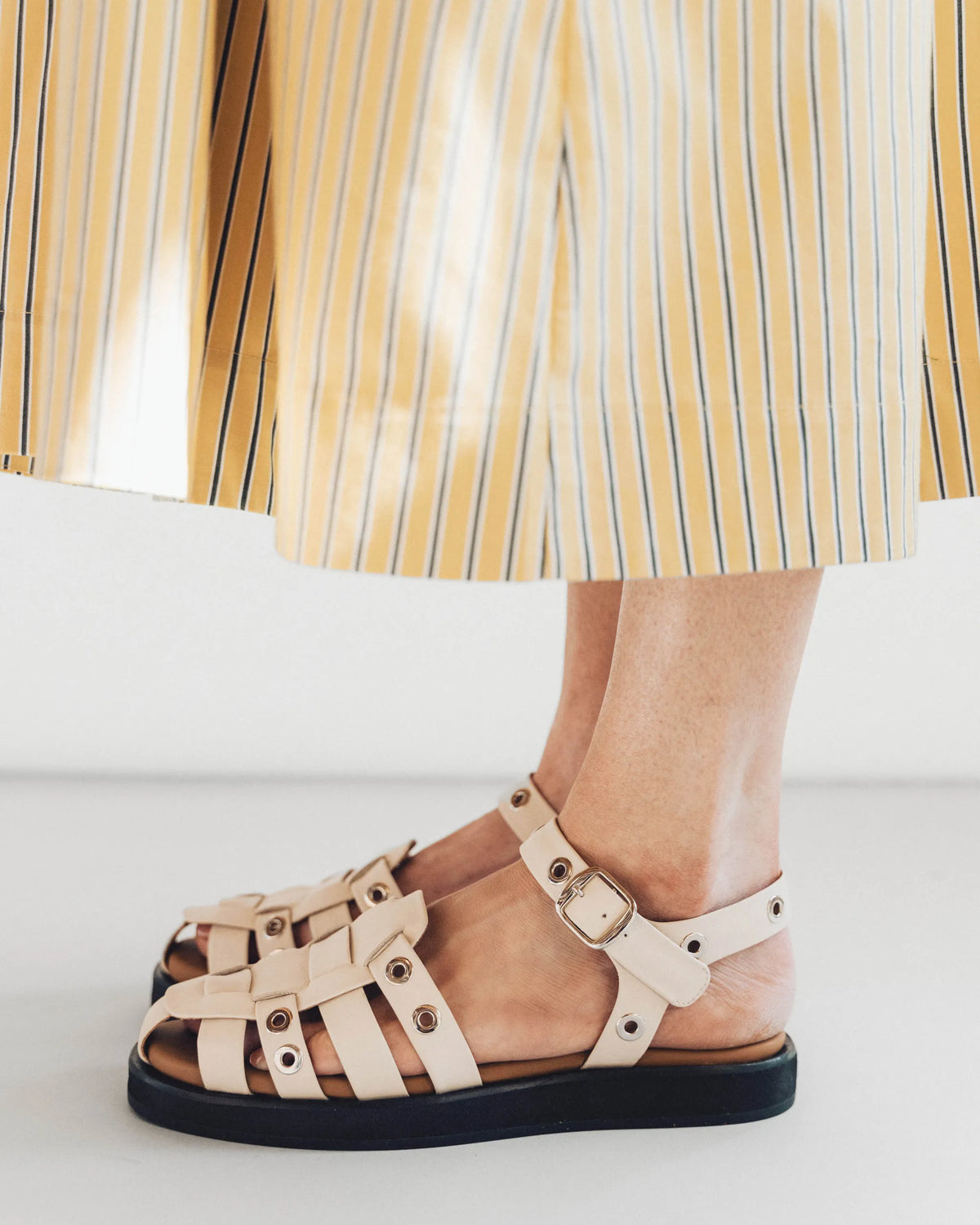 The Beachcomber Sandal Oat Milk and Silver