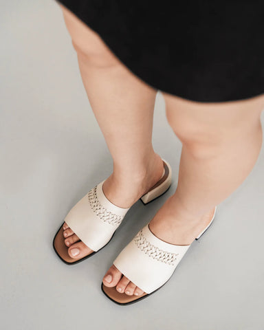 The Bohème Heeled Sandal Oat Milk