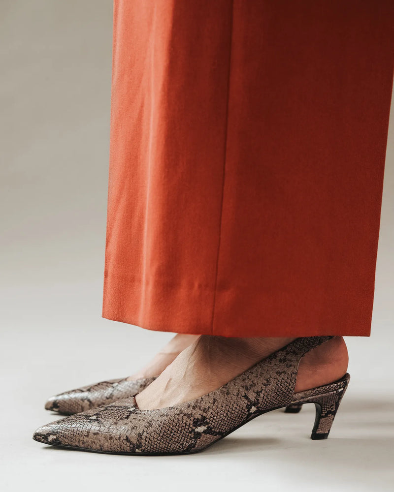 The Claire Slingback Taupe Snake