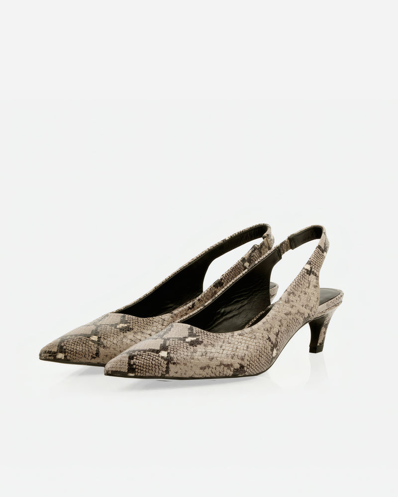 The Claire Slingback Taupe Snake