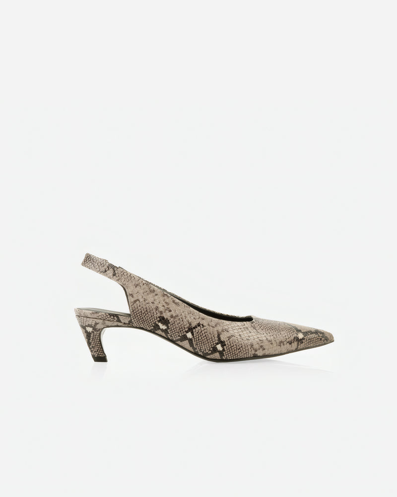 The Claire Slingback Taupe Snake
