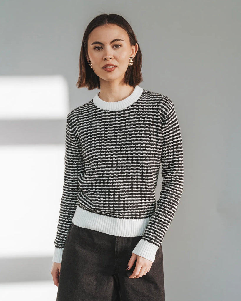 The Core Crewneck Black Stripe | Sweater | Poppy Barley