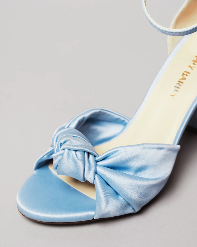 The Esther Heeled Sandal Blue Satin