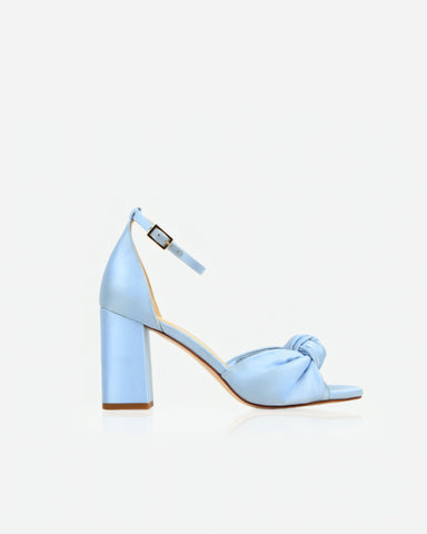 The Esther Heeled Sandal Blue Satin