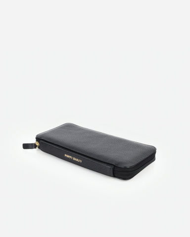The Flying Solo Passport Holder Black Micro Pebble