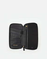 The Flying Solo Passport Holder Black Micro Pebble