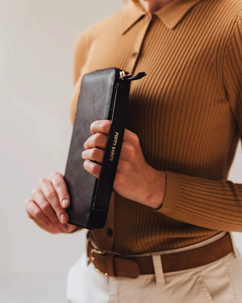 The Flying Solo Passport Holder & Slim Luggage Tag Set Black
