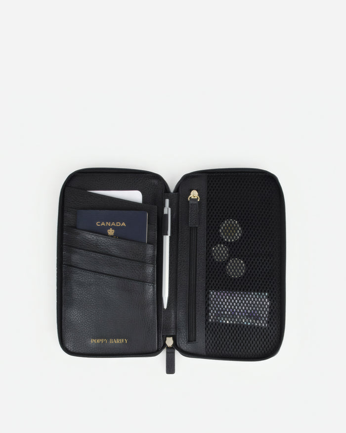 The Four Person Family Passport Holder Black Micro Pebble