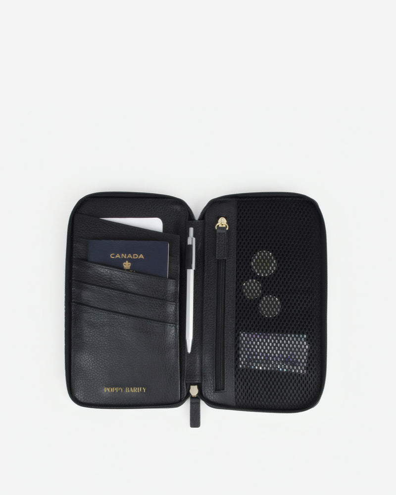 The Four Person Family Passport Holder Black Micro Pebble