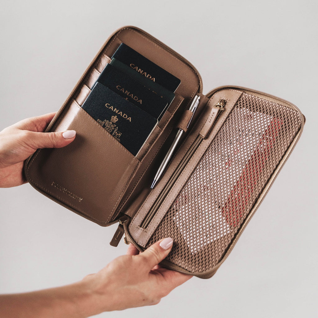 The Four Person Family Passport Holder Biscotti Micro Pebble