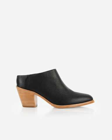 The Heeled Mule Black Pebble
