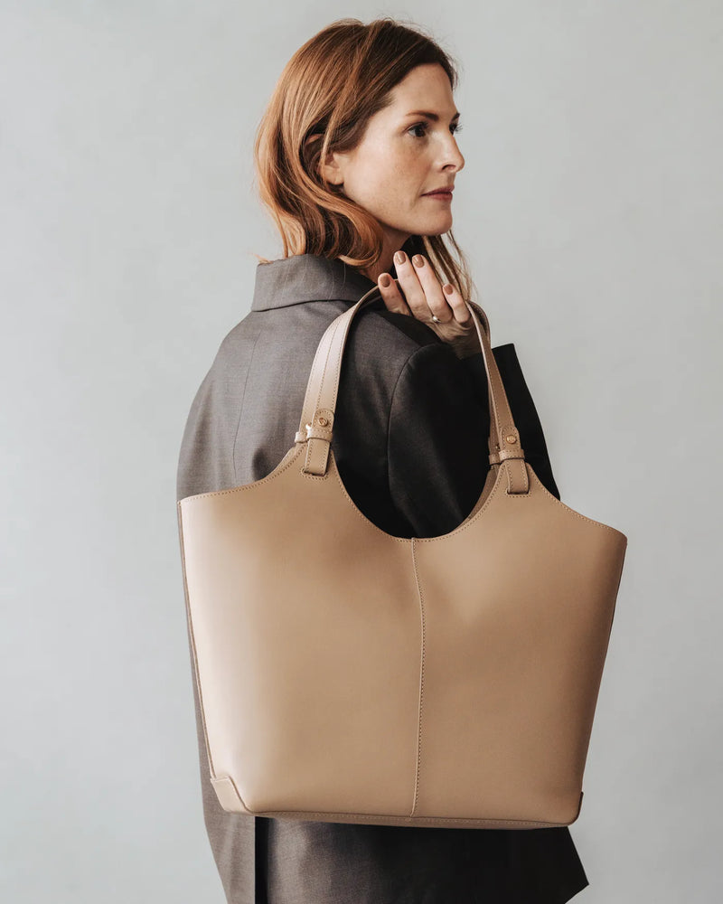 The Lisboa Tote + Laptop Sleeve Set Biscotti