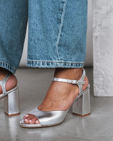 The Monica Heeled Sandal Silver