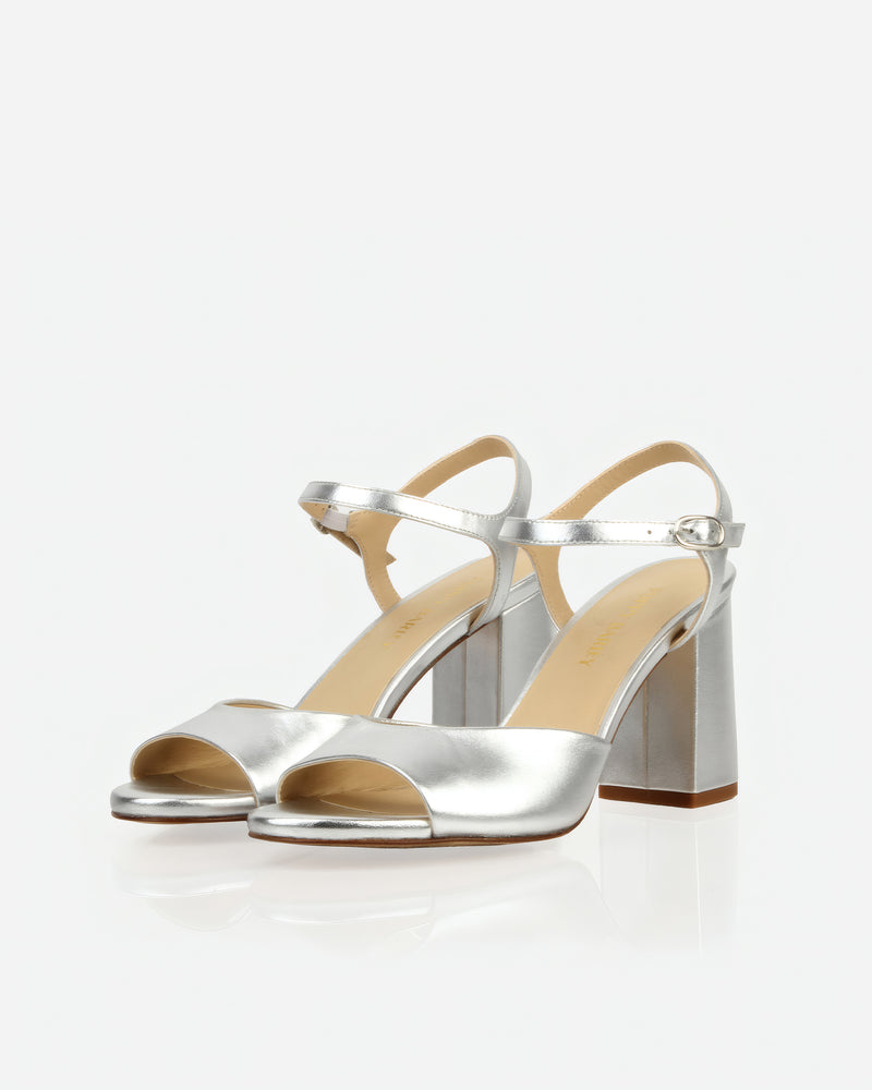 The Monica Heeled Sandal Silver